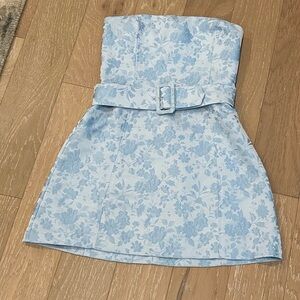 Amanda Uprichard Hemline Exclusive Light Blue Fae Mini Dress